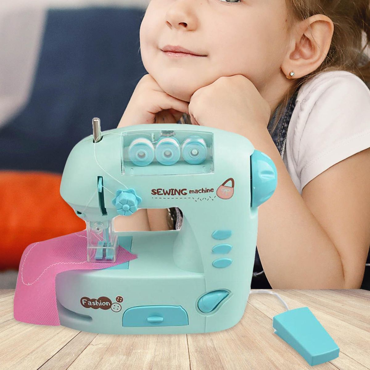 Mini Sewing Machine Development Toys Educational Toy Pretend Play Blue