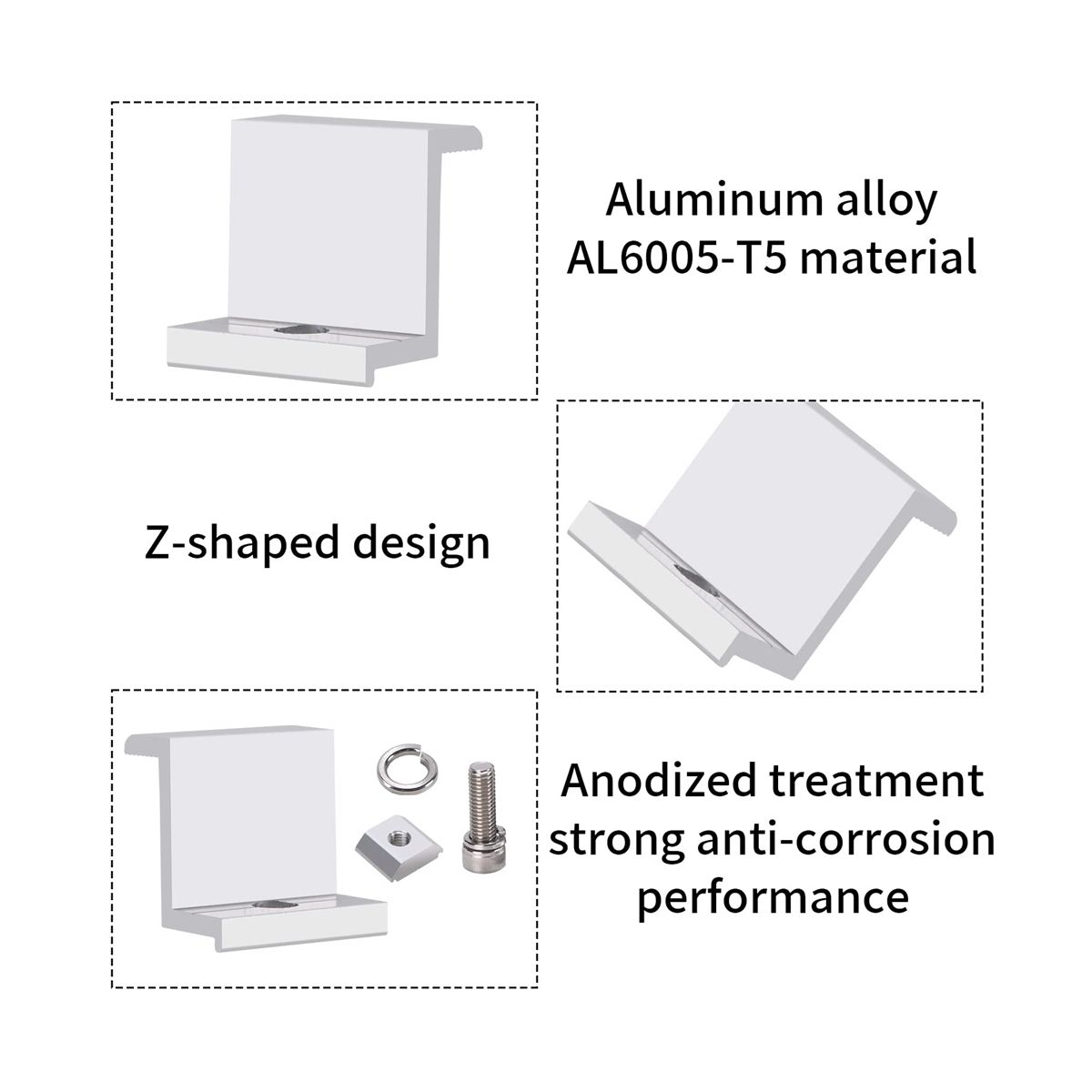 4 Pieces Solar Module Holder End Clamp Kit, Solar Panel