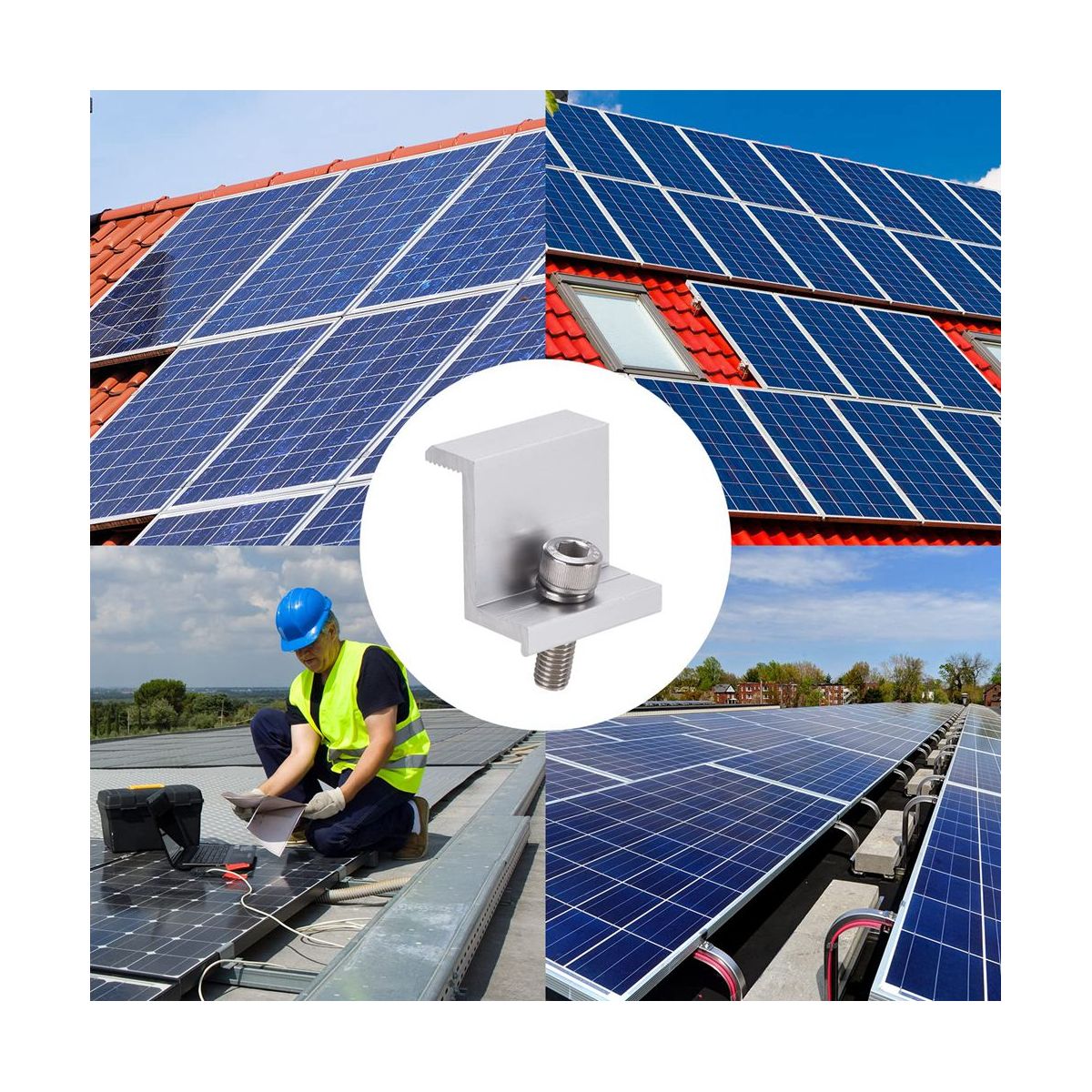 4 Pieces Solar Module Holder End Clamp Kit, Solar Panel