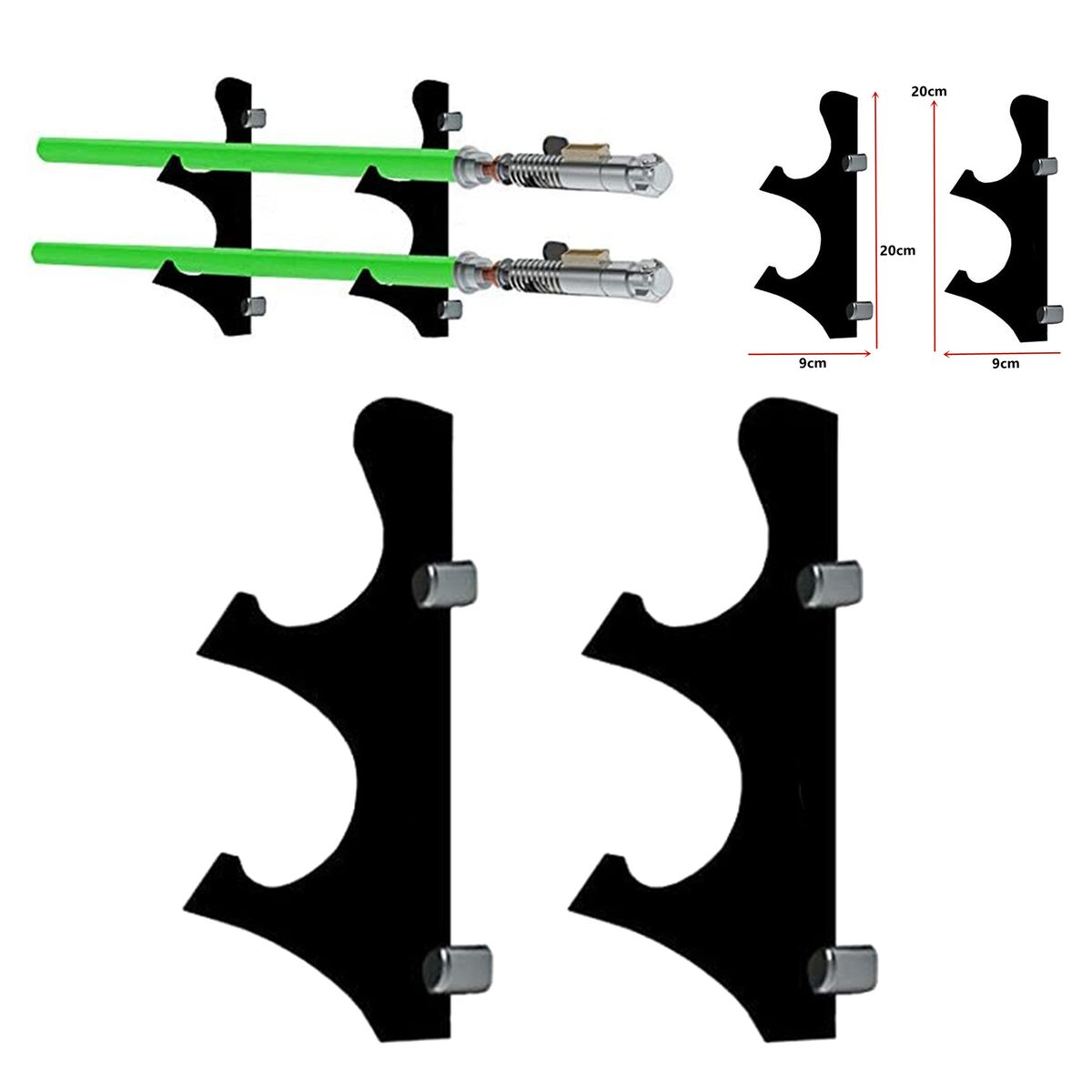 Stand  Hook Display Wall Mounted 2 Tiers Black