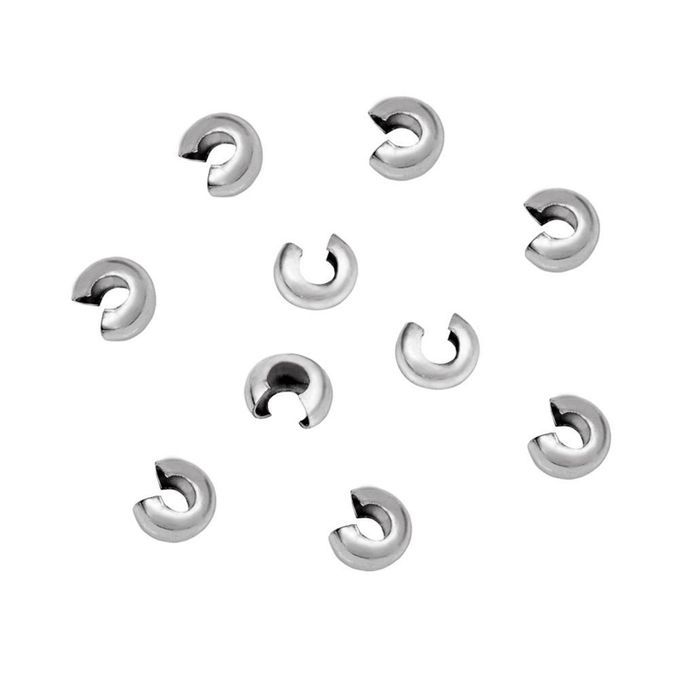 200pcs Silver 5mm Half Round Open  Beads Covers Knot Covers Beads