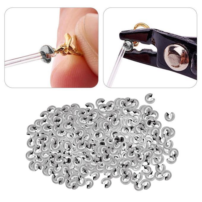 200pcs Silver 5mm Half Round Open  Beads Covers Knot Covers Beads