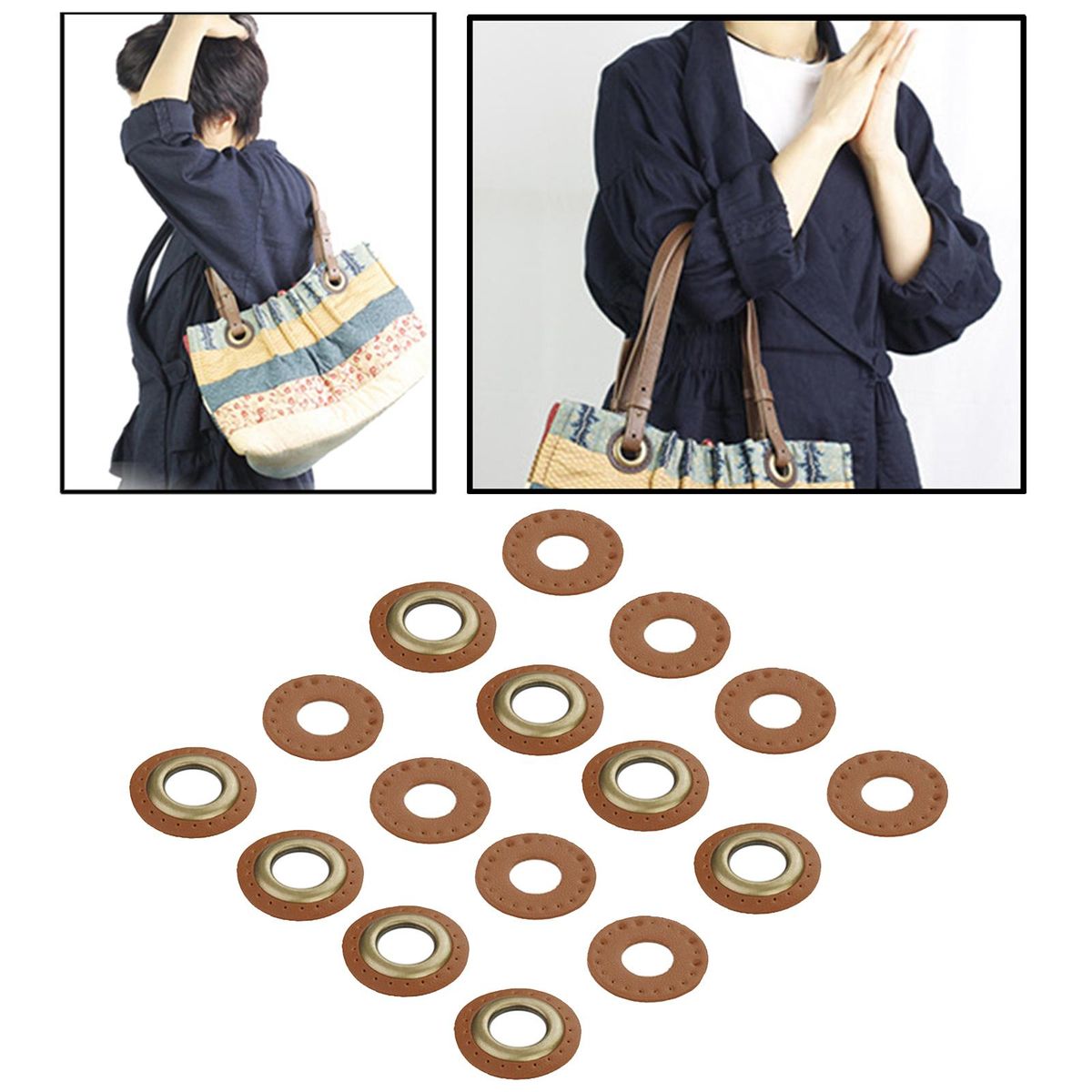 PU Leather Grommets Eyelets Set, Sew On Patches Light