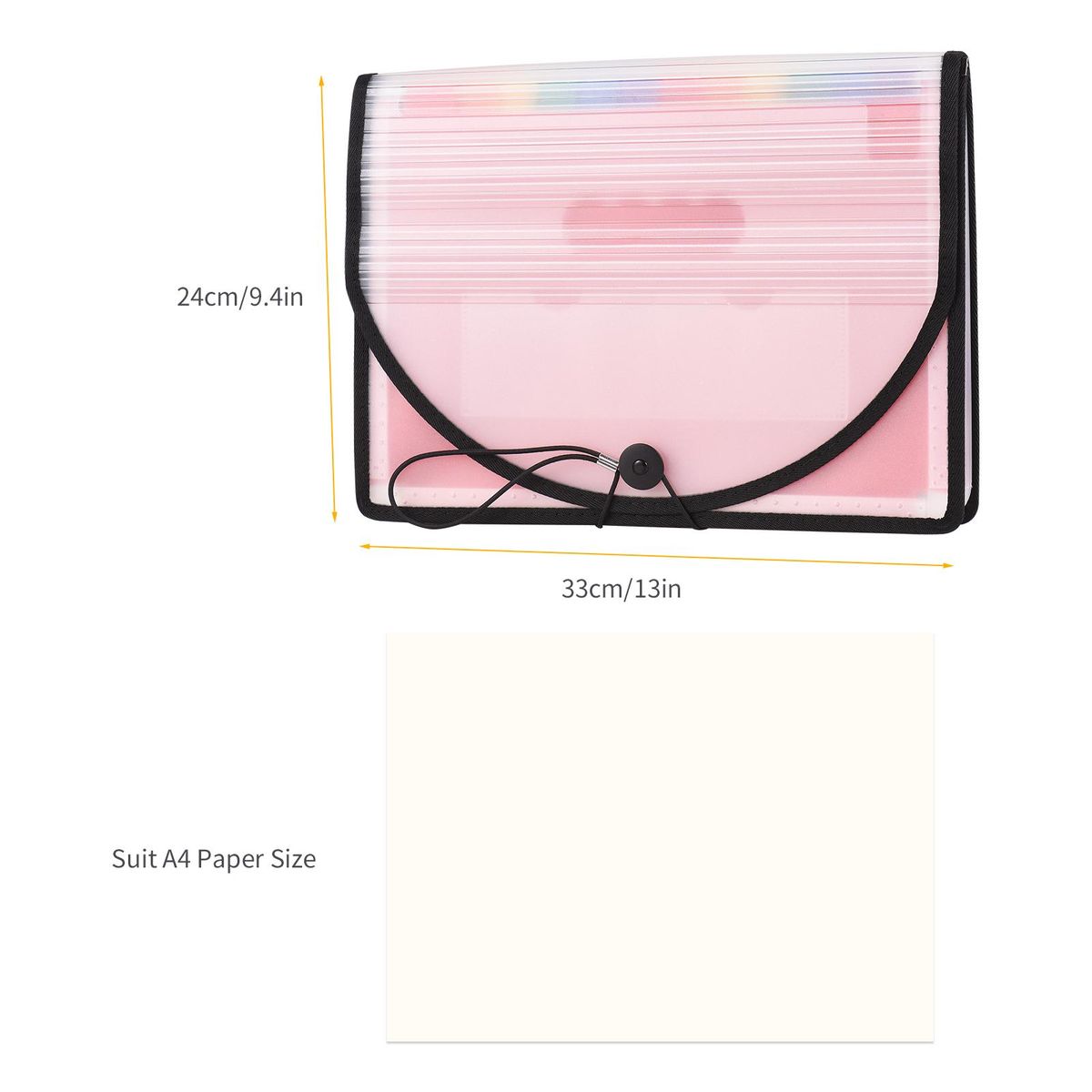 Accordian File Folder Organizer 24 Pockets Expanding File Bags with Cover A4 Letter Size Document Organizer Rainbow Color for Home Office School