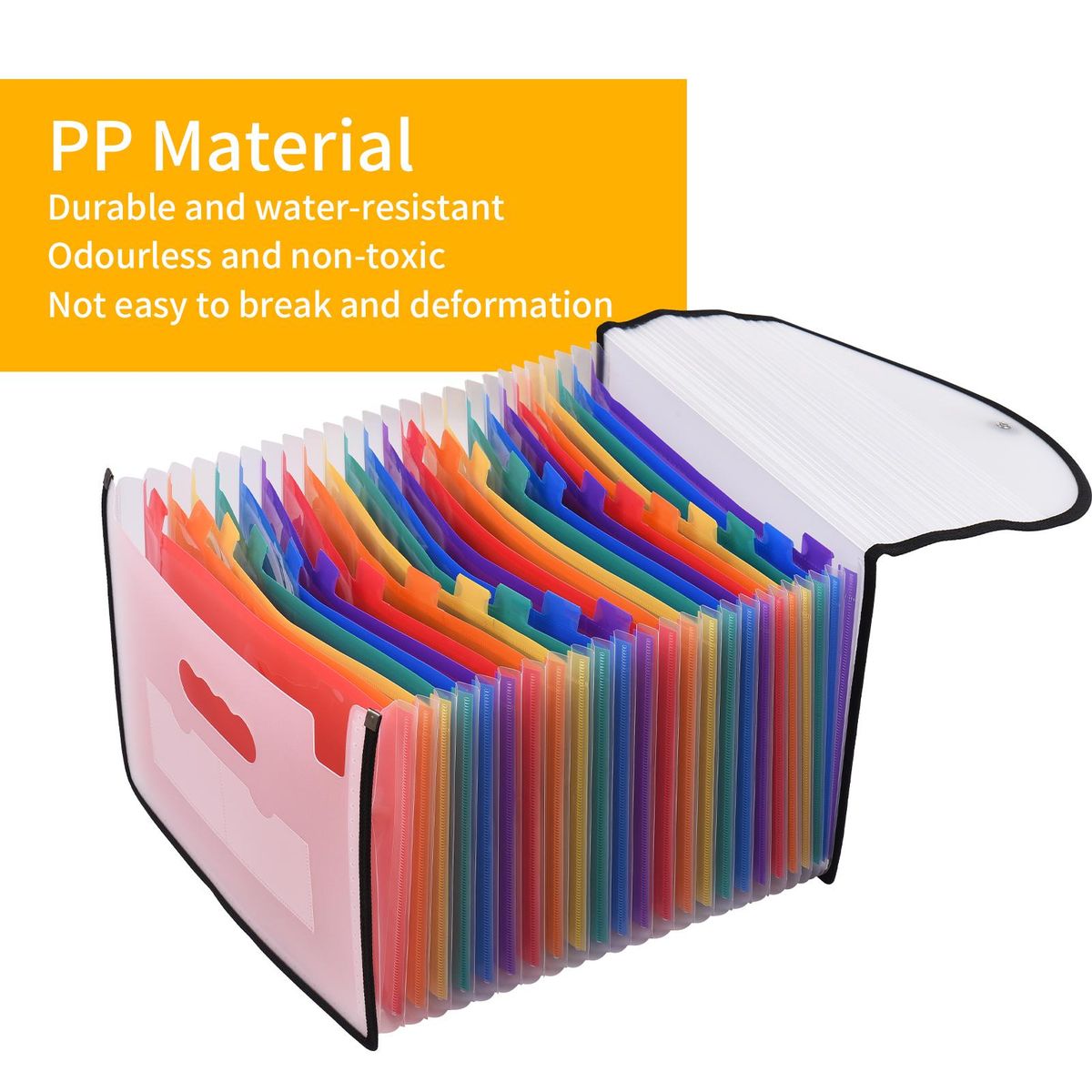 Accordian File Folder Organizer 24 Pockets Expanding File Bags with Cover A4 Letter Size Document Organizer Rainbow Color for Home Office School