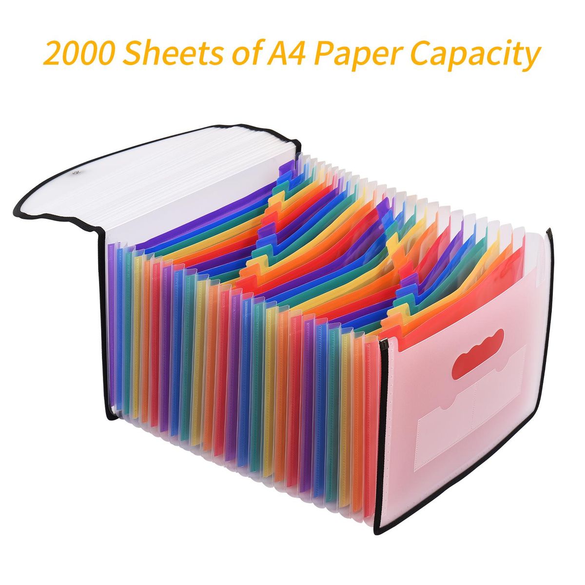 Accordian File Folder Organizer 24 Pockets Expanding File Bags with Cover A4 Letter Size Document Organizer Rainbow Color for Home Office School