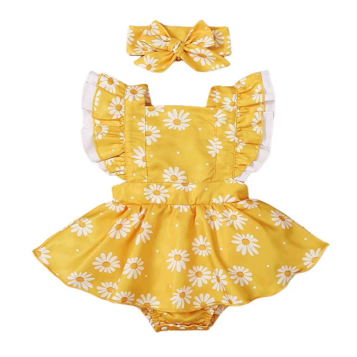 Baby Girls Daisy Floral Sleeveless Bodysuit Dress