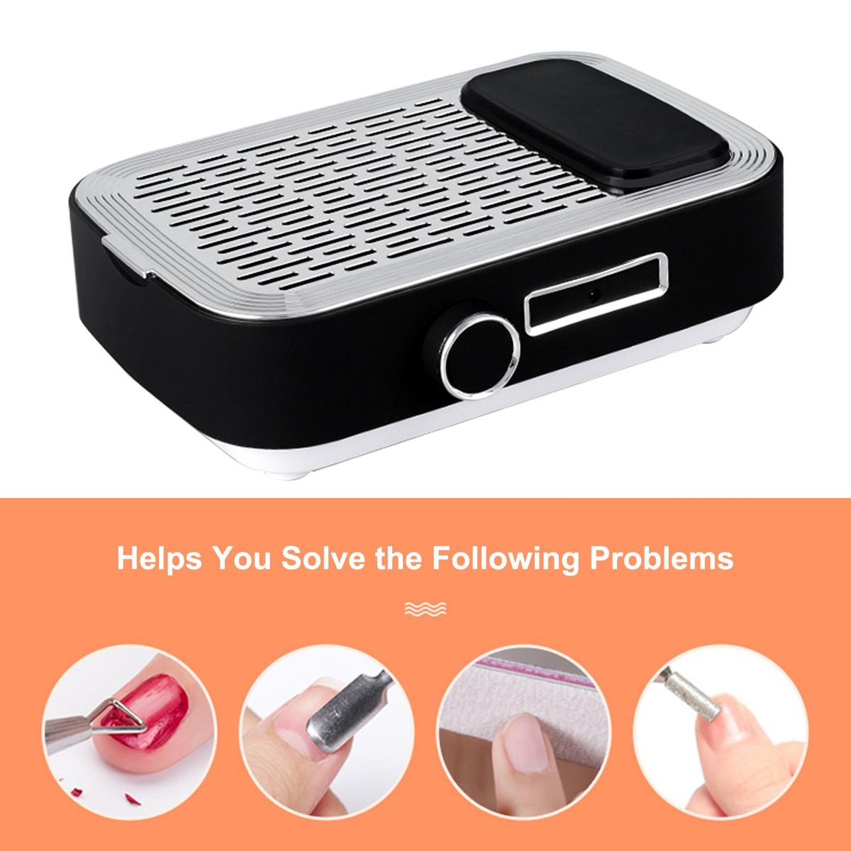 80W Electric Nail Dust Collector Vacuum Cleaner 2 Levels Adjustable Speed Nails Art Salon Tool with Strainer Mesh Built-in 2000mAh High Capacity Rechargeable Cell Portable