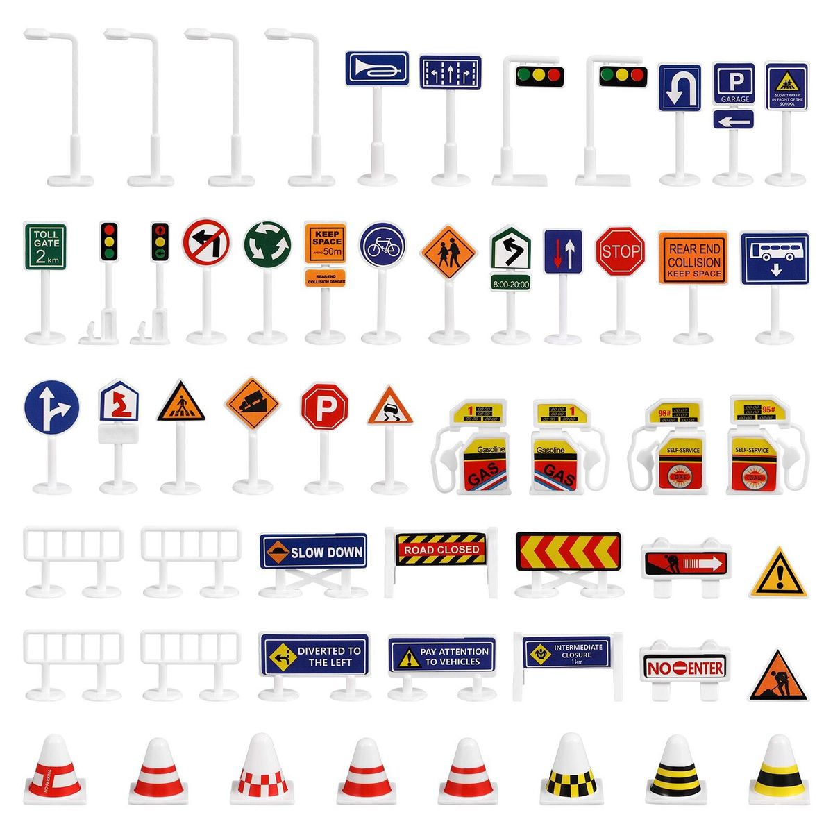 56 Pcs Play Traffic Signs Street Kids Playset Road Signal Toys for Children