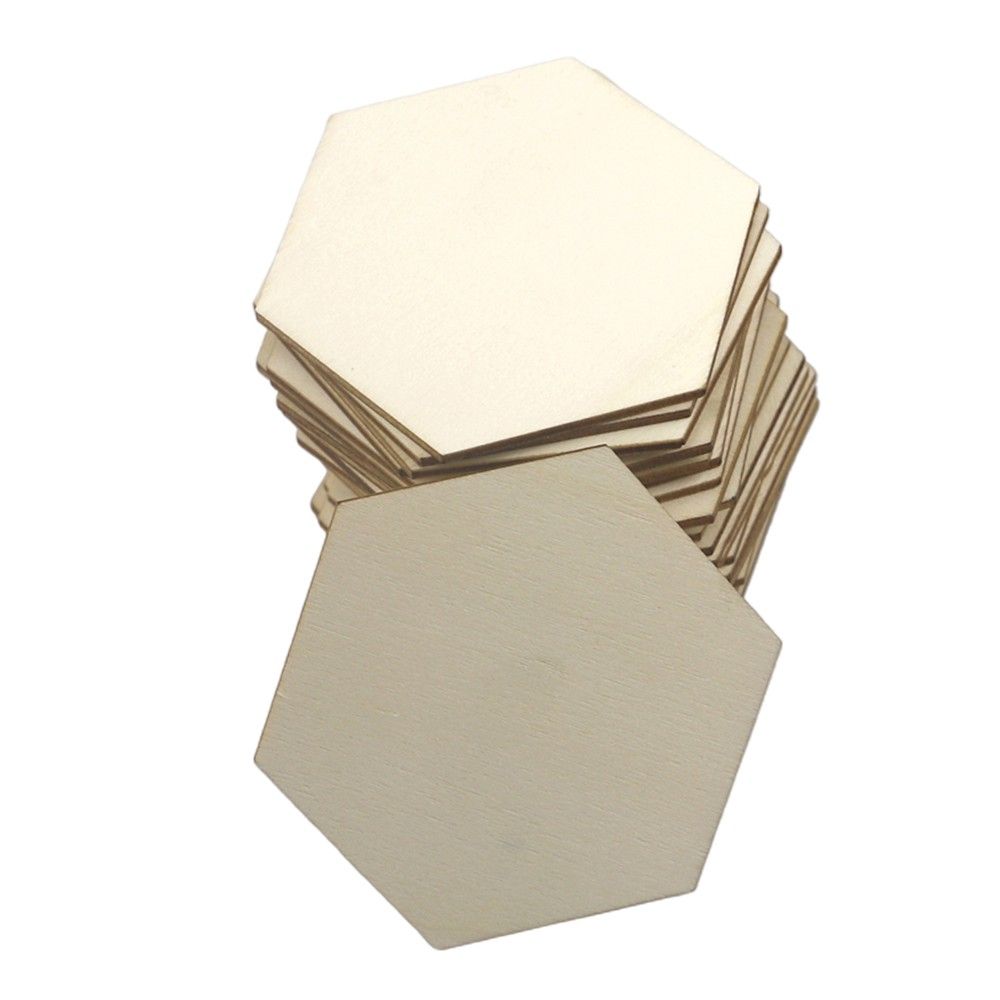 25Pcs Hexagon Wood Slices Polished P-endant Blank Name