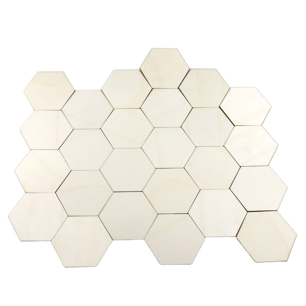 25Pcs Hexagon Wood Slices Polished P-endant Blank Name