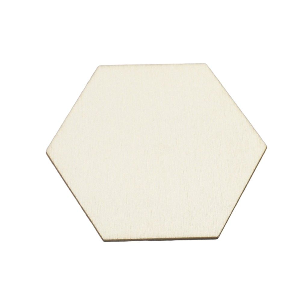 25Pcs Hexagon Wood Slices Polished P-endant Blank Name
