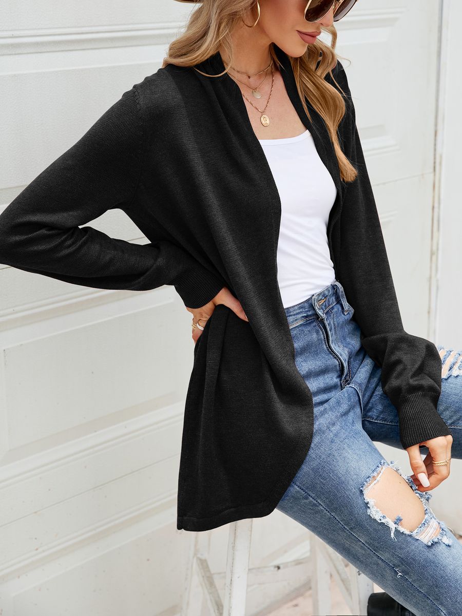 Women Cardigan Open Front Drape Long Sleeve Loose Casual