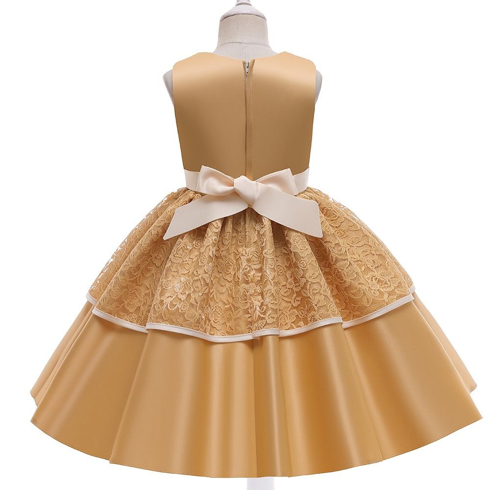 GIRL SEQUIN LEAF BALL GOWN - GOLD - G86