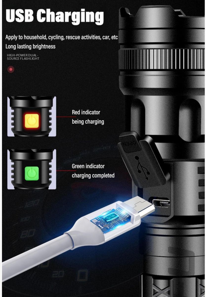 Powerful Tactical Security LED Flashlight Waterproof