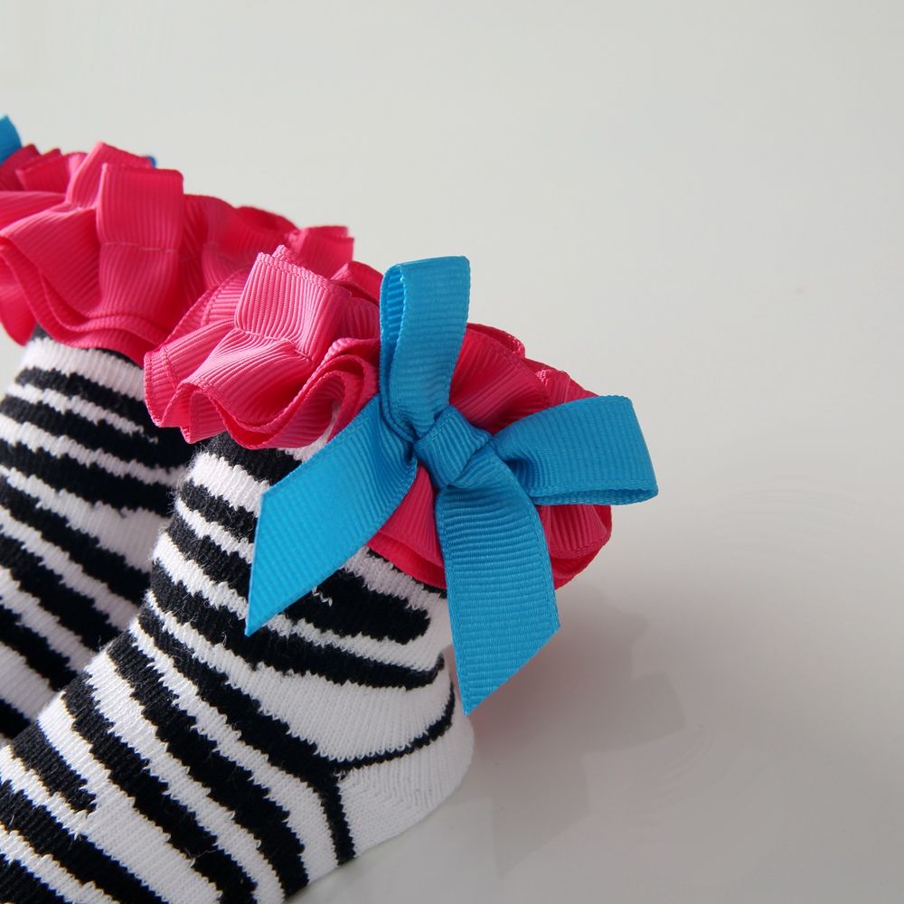 Newborn Baby Socks Stripe Baby Girls Socks With Bow Cute