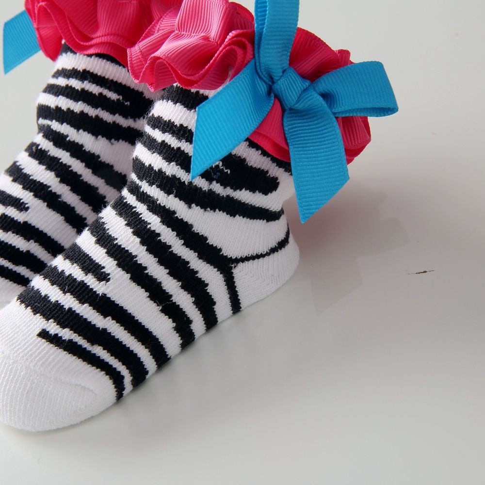 Newborn Baby Socks Stripe Baby Girls Socks With Bow Cute