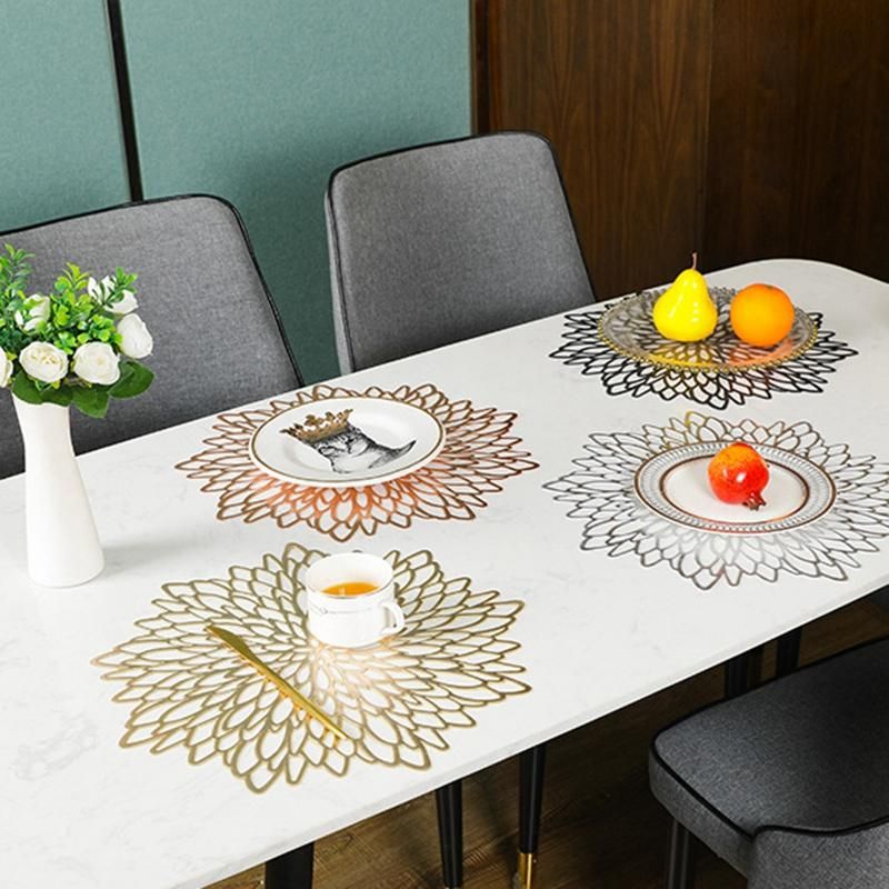 6Pcs Coaster Table Mats Pads PVC Hollowed-Out Table