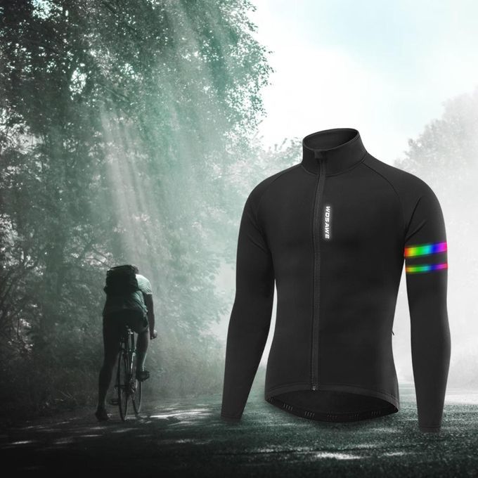 Cycling Jacket Warm Full Sleeve Coat Bicycle Rides Sports Black M