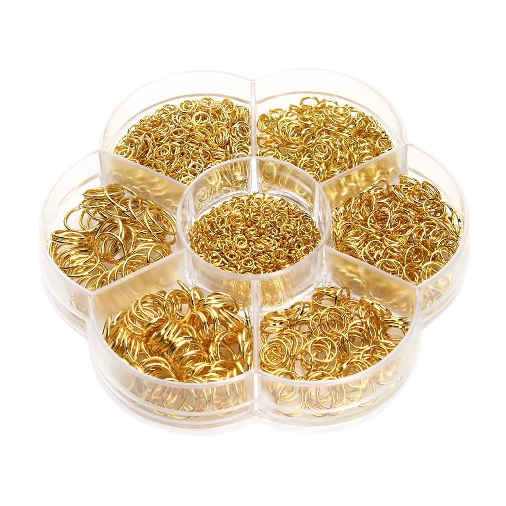 1 Box 1450PCS En Assorted Sizes (3mm 4mm 5mm 6mm 7mm 8mm 10mm) Gold