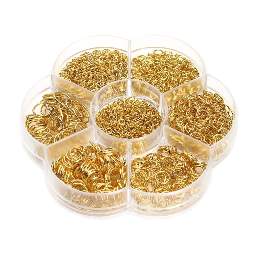 1 Box 1450PCS En Assorted Sizes (3mm 4mm 5mm 6mm 7mm 8mm 10mm) Gold