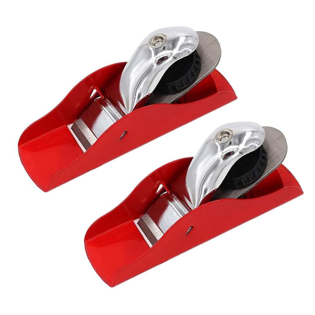 2 Pcs Mini Hand Planer 6.3 Inch Red Adjustable