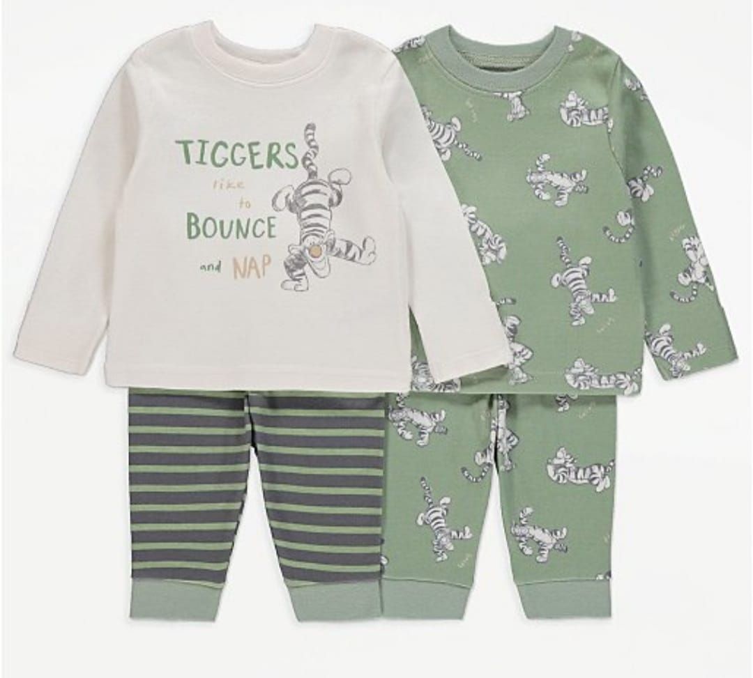 George Disney Tiger Print 2 Pack Pyjamas Set