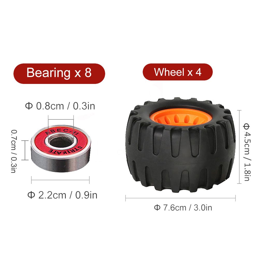 4pcs Skateboard Wheels And 8pcs Bearings High Speed Low