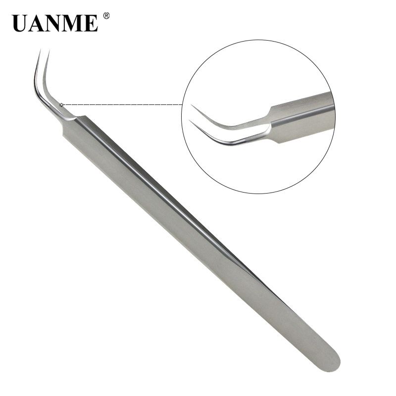 Precision Tweezers Stainless Steel Curved Tweezers 3D/6D Volume Eyelash Extension Best Quality Fan Lash Tweezer-Bend AT-15K