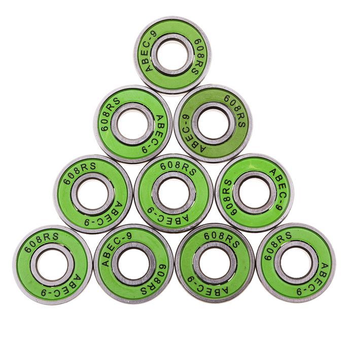 10Pcs/Pack ABEC-9 608RS Roller Skate Wheel Bearings Seal Ball Green