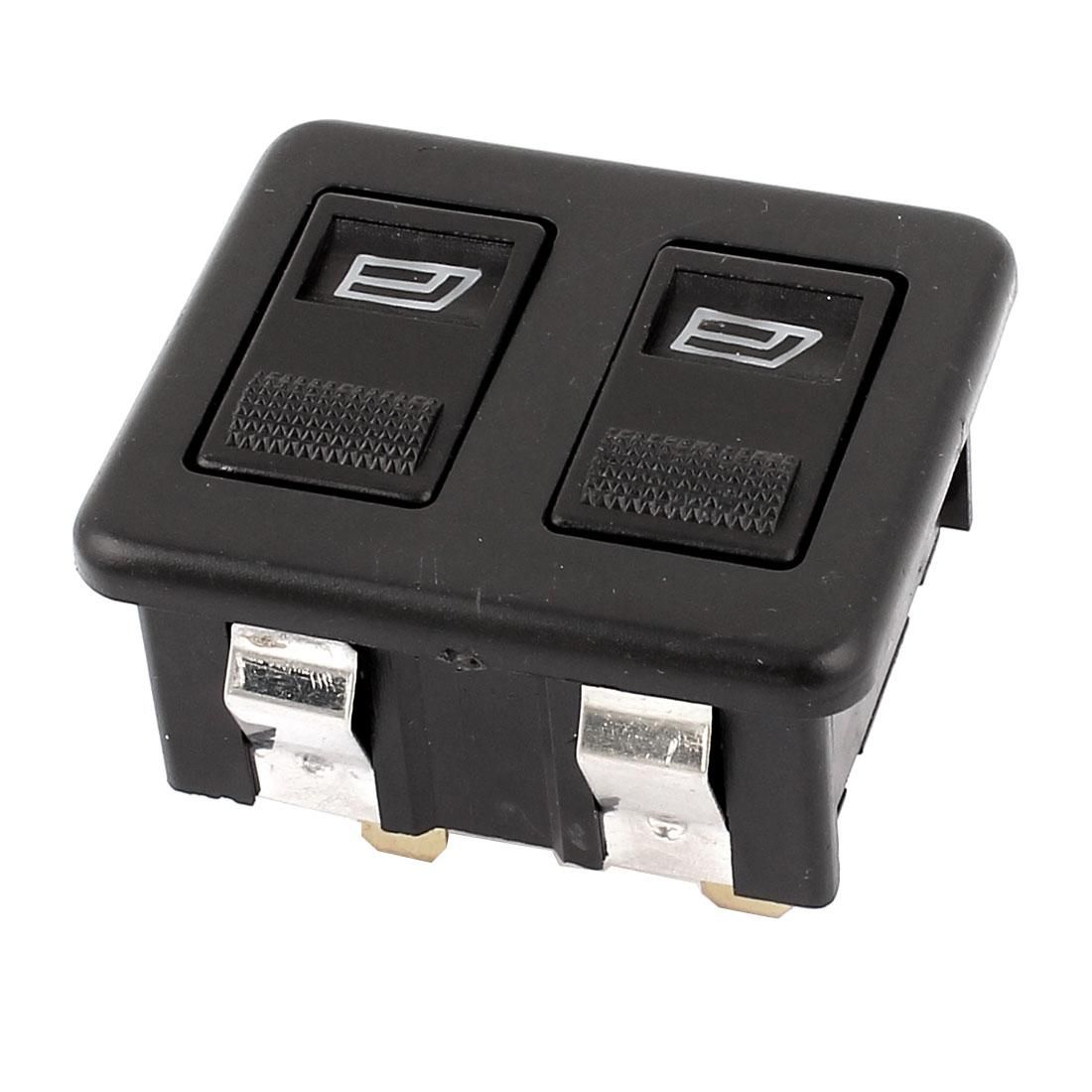 X AUTOHAUX Car Auto Panel Mount Dual Button Momentary Push 5 Pins Window Open Glass Lift Switch Button DC 12V