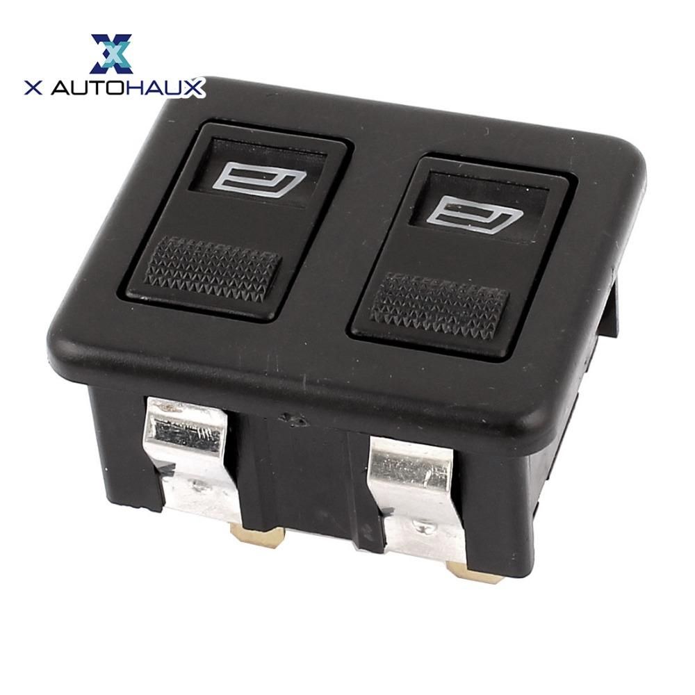 X AUTOHAUX Car Auto Panel Mount Dual Button Momentary Push 5 Pins Window Open Glass Lift Switch Button DC 12V