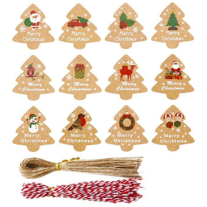 Christmas Labels Stickers Party Ornament Xmas Tree Shaped Gift 196 PCS