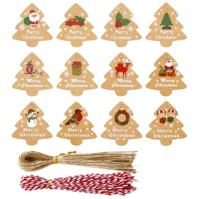 Christmas Labels Stickers Party Ornament Xmas Tree Shaped Gift 196 PCS