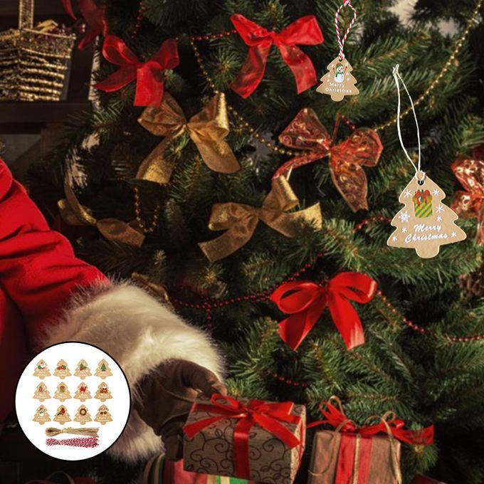 Christmas Labels Stickers Party Ornament Xmas Tree Shaped Gift 196 PCS