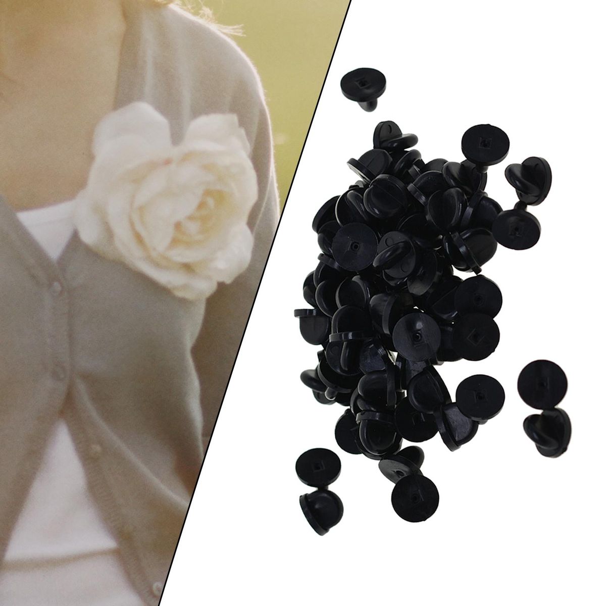 200x Silicone Pin Backs Lapel Pins Backings For Enamel Pins Black