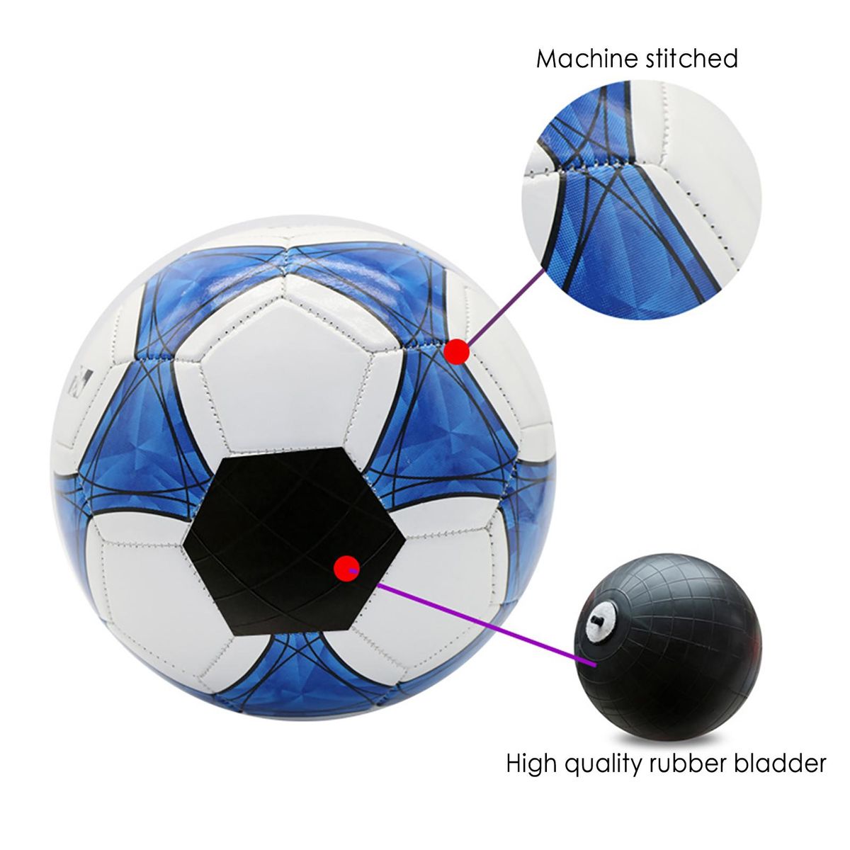 Size 5 Soccer Ball for Youth Machine Stitched Football with Pump Needle and Storage Bag for Sports Training Match Game
