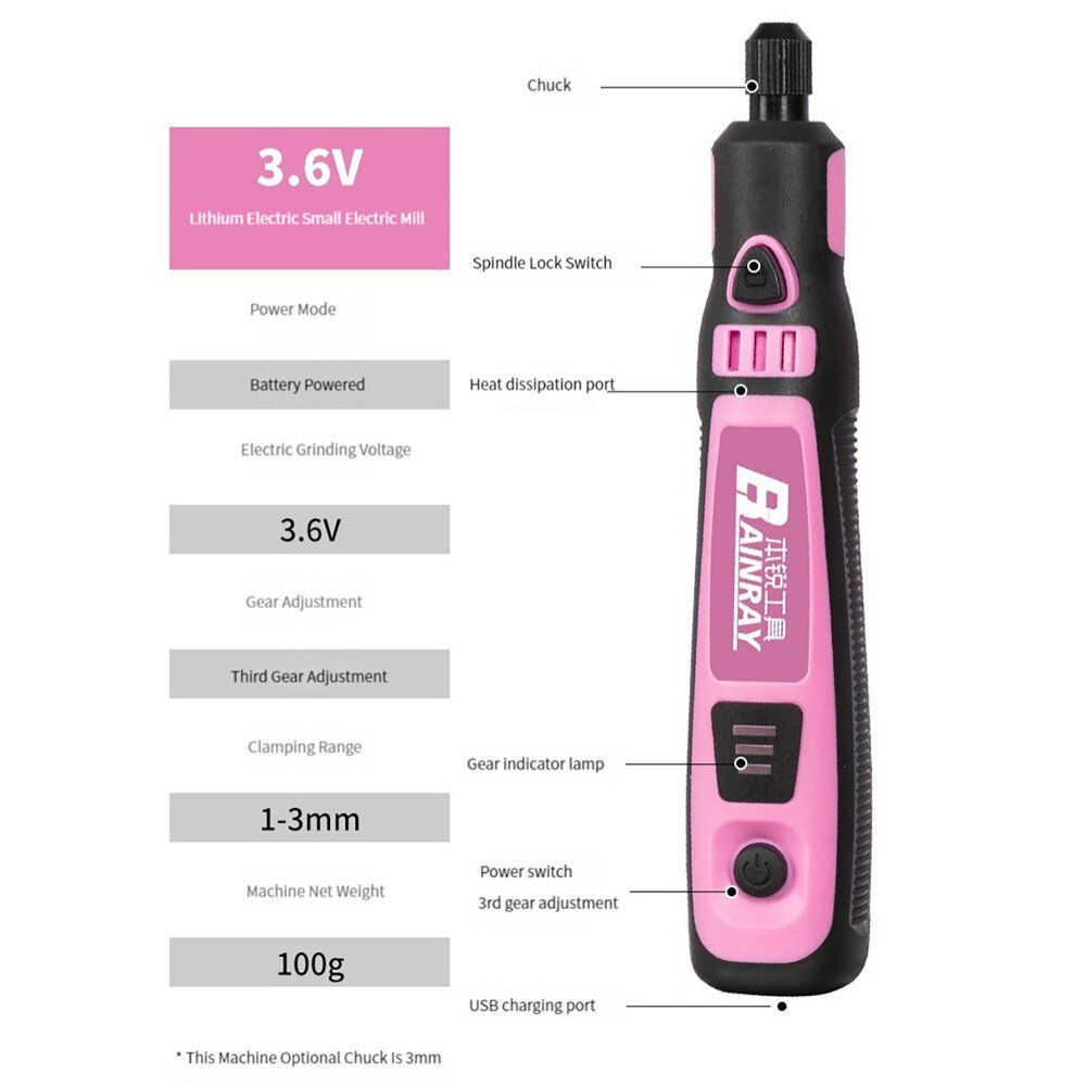 3.6V 3 Gears 5000-10000-15000r Engraver Rechargeable Hand