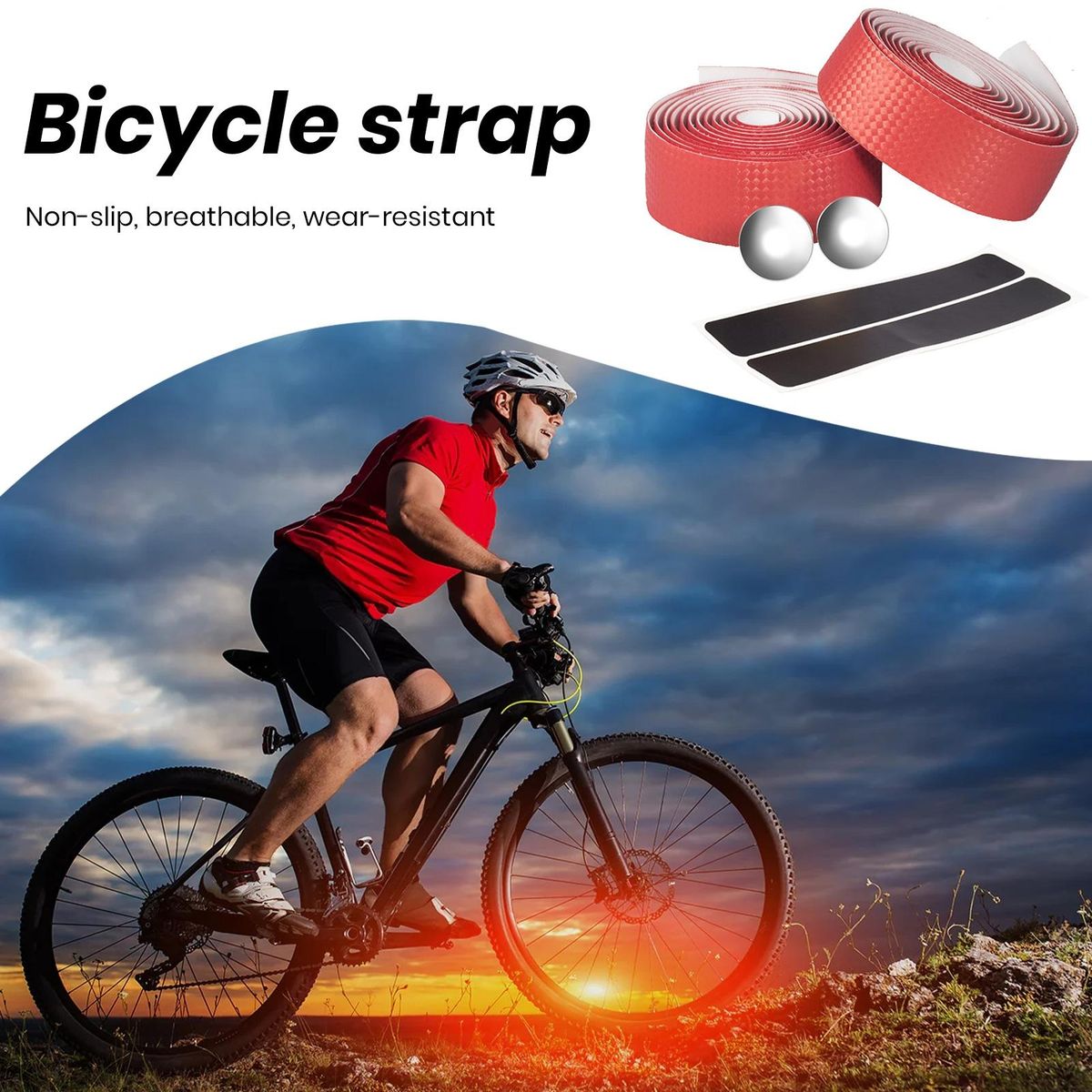 1 Set Bike Handle Wrap Comfortable Ride Bicycle Handlebar Tape Red
