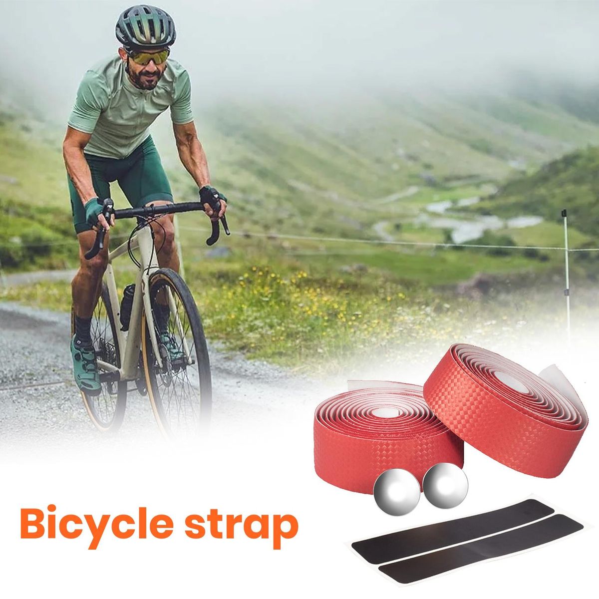 1 Set Bike Handle Wrap Comfortable Ride Bicycle Handlebar Tape Red