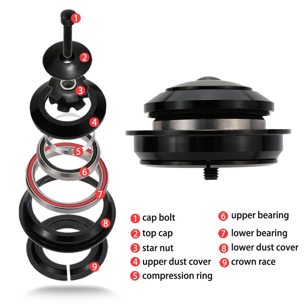 Bike Bicycle Aluminum Alloy Internal Tapered Headset Sealed