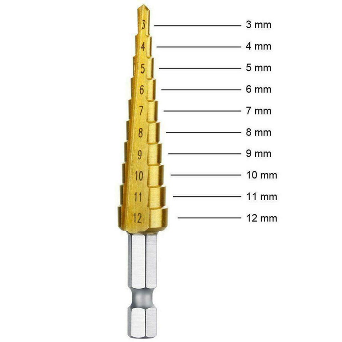 3Pcs/Set Hexagonal Shank High-speed Steel Step Cone Dril