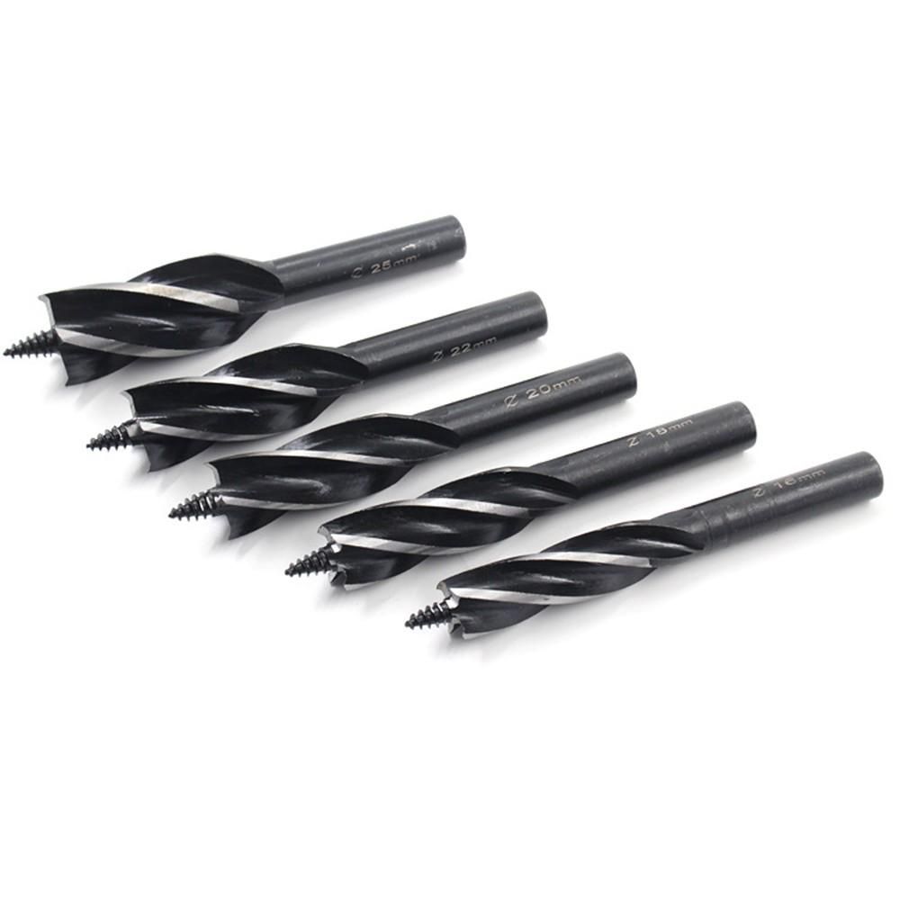 Auger Drill Bit Set 3 Pcs High Carbon Steel Wood Boring Bits Long 4 Flute Cut Drilling Tool Woodworking Wood Hole Cutter Bits with 2 Adapters
