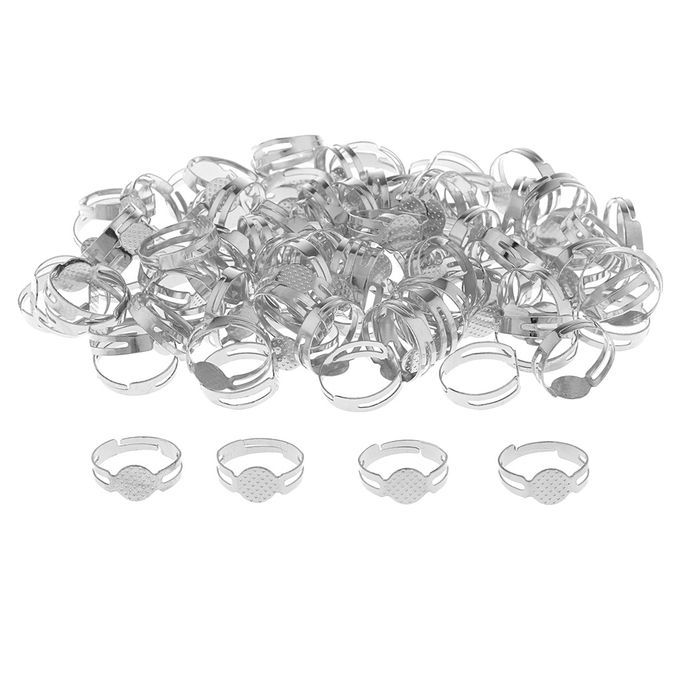 100x Adjustable Ring Pad Bezel Base Settings Jewelry Silver