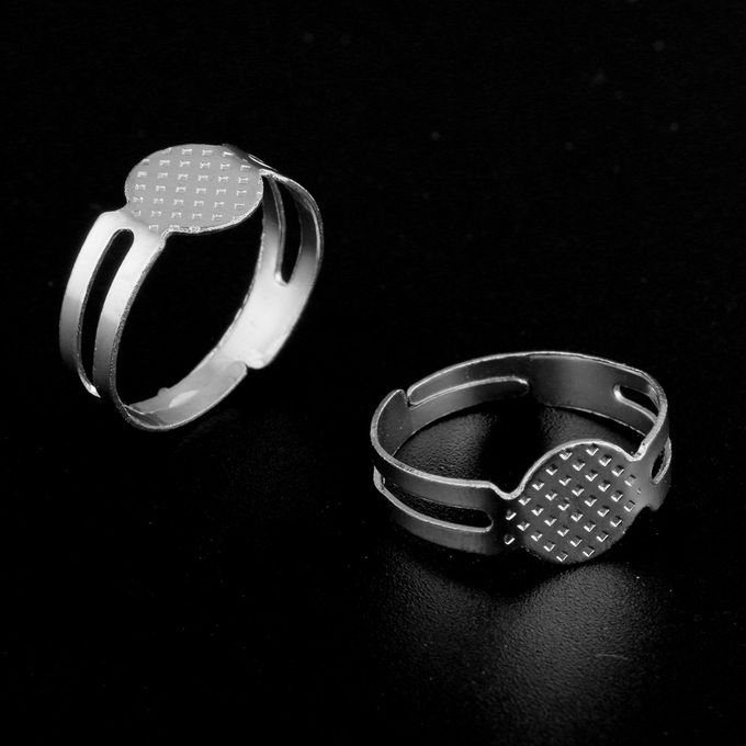 100x Adjustable Ring Pad Bezel Base Settings Jewelry Silver