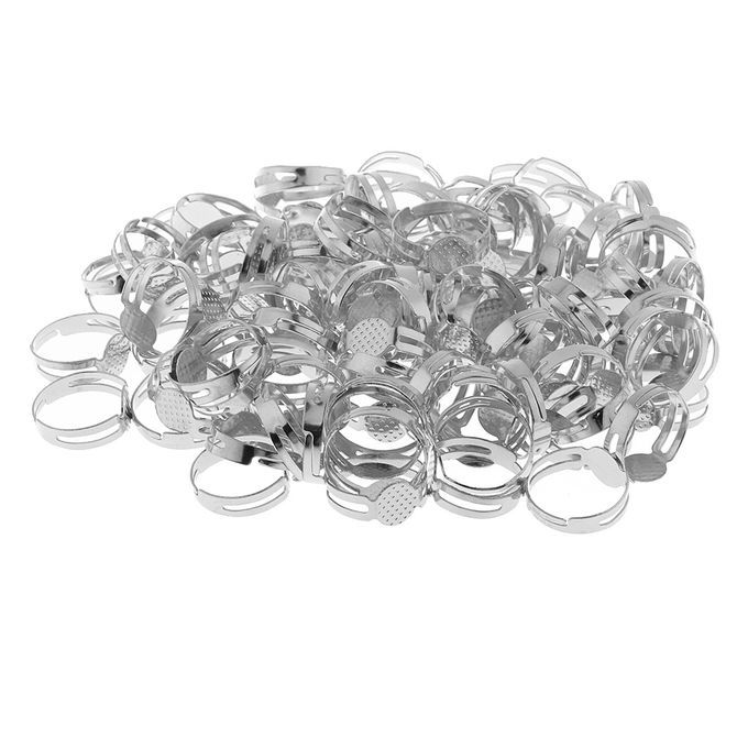 100x Adjustable Ring Pad Bezel Base Settings Jewelry Silver