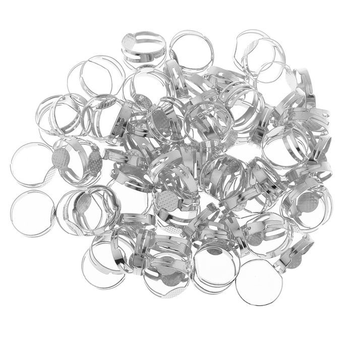 100x Adjustable Ring Pad Bezel Base Settings Jewelry Silver
