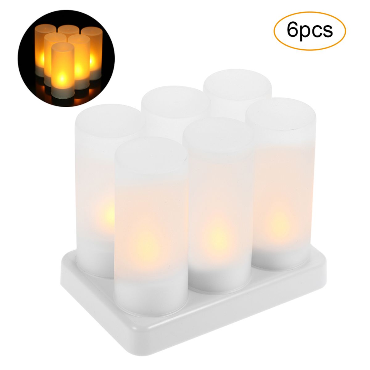 6pcs/set Rechargeable LED Flickering Flameless Candles