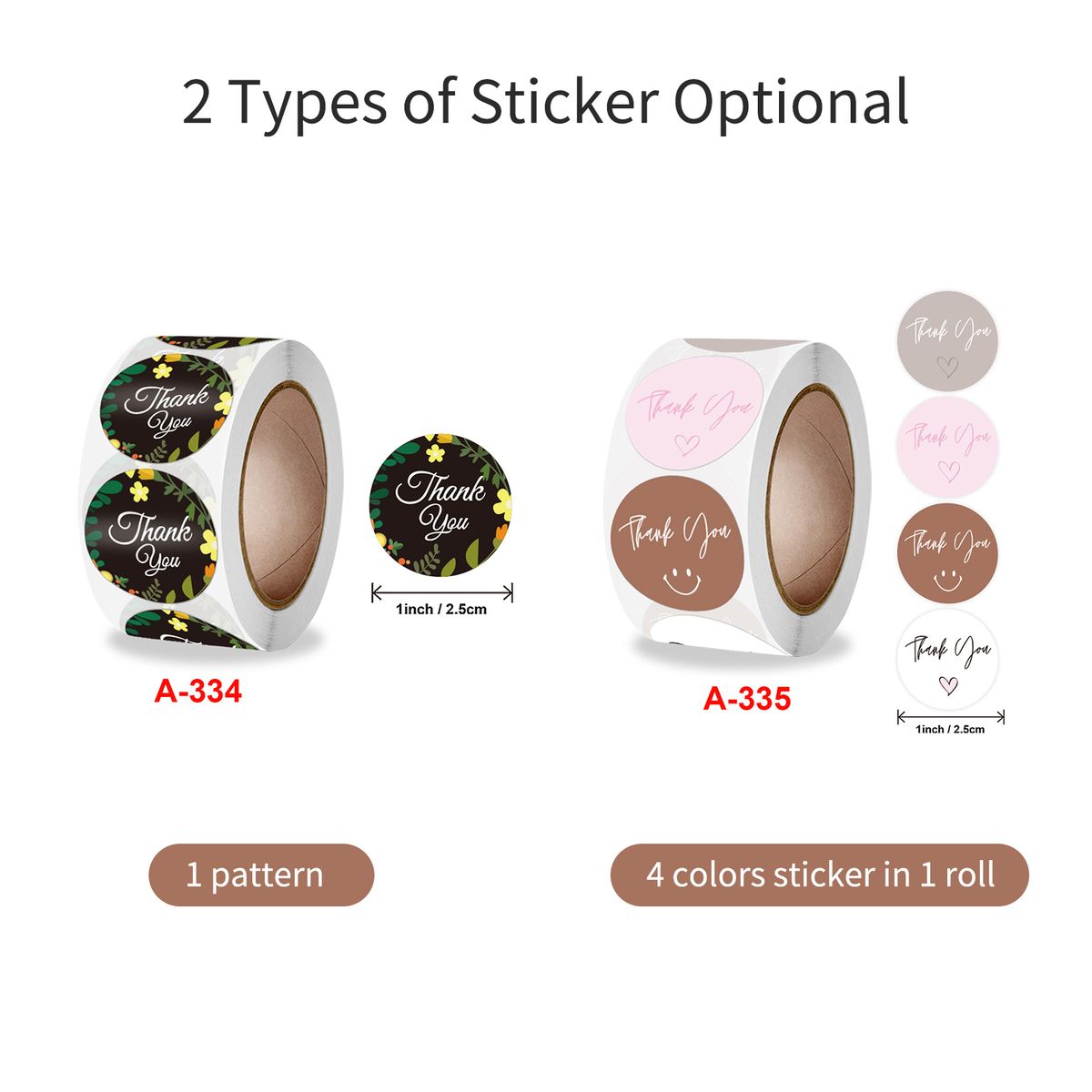 1 Inch Thank You Sticker Flowers Floral Decorative Sticker