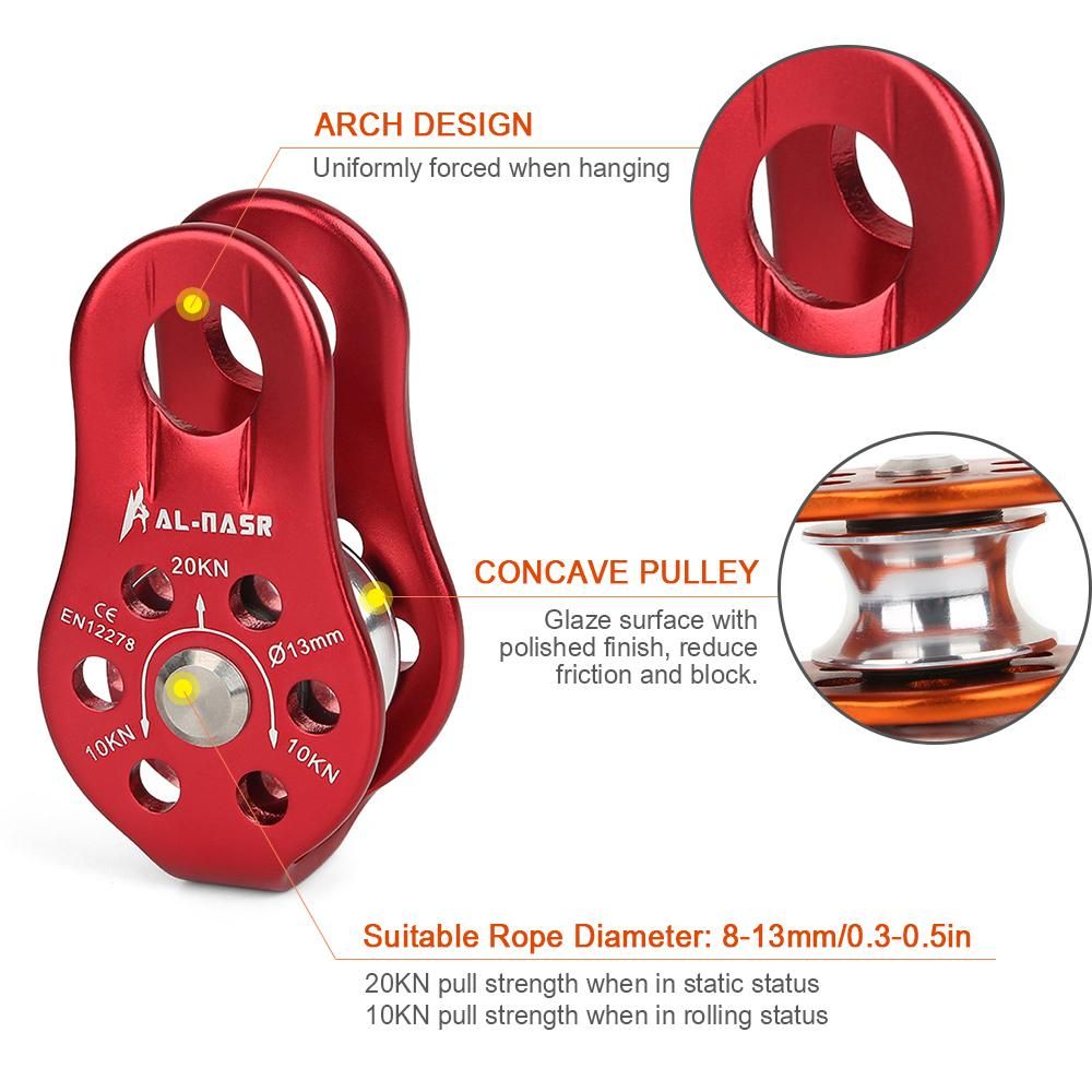 Professional Fixed Pulley Cable Trolley Pulley with Ball Bearing Climbing Caving Aloft Work Rescue